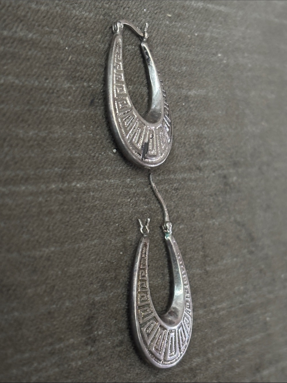 .925 Sterling HOOP EARRINGS real solid Silver Fine Jewelry 1990s Vntg teardrop - Picture 6 of 9